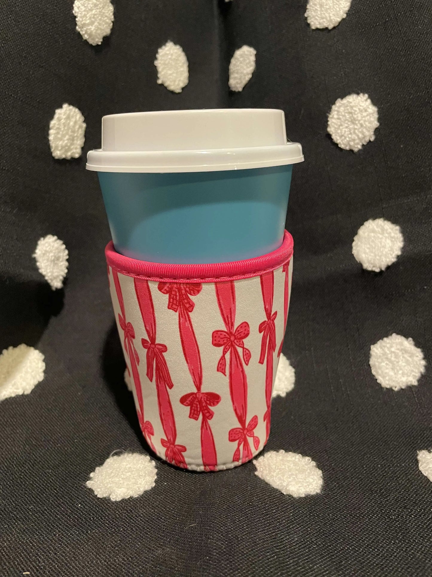 Pink and Red Bow Coffee Coozie Faith Filled Creations Boutique