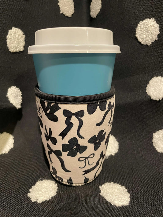 Black and White Bow Coffee Coozie Faith Filled Creations Boutique