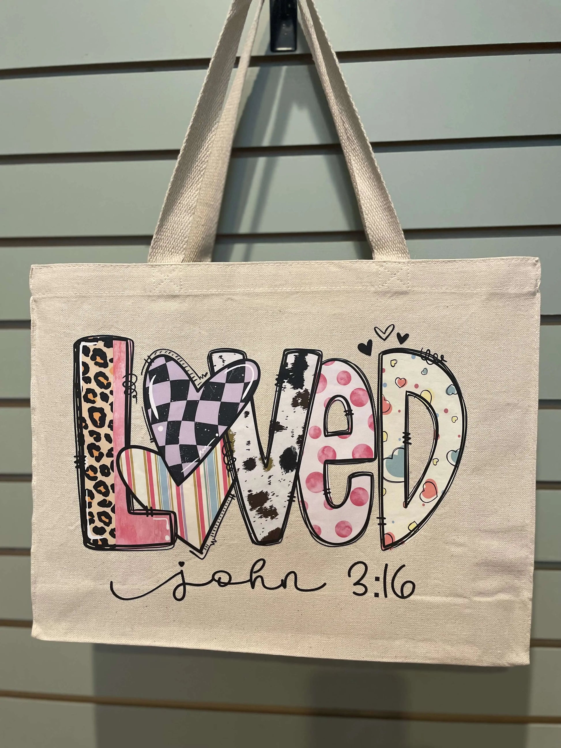 Loved (John 3:16) Tote Bag - Faith Filled Creations Boutique