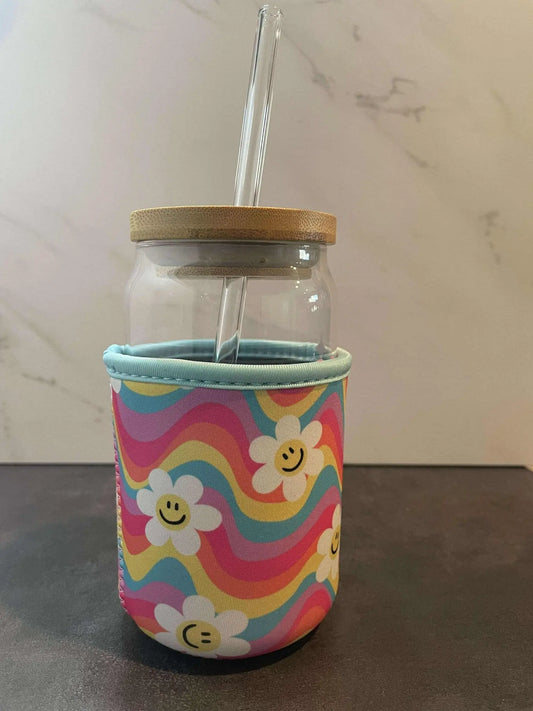 Wavy Daisy Iced Coffee Coozie - Faith Filled Creations Boutique